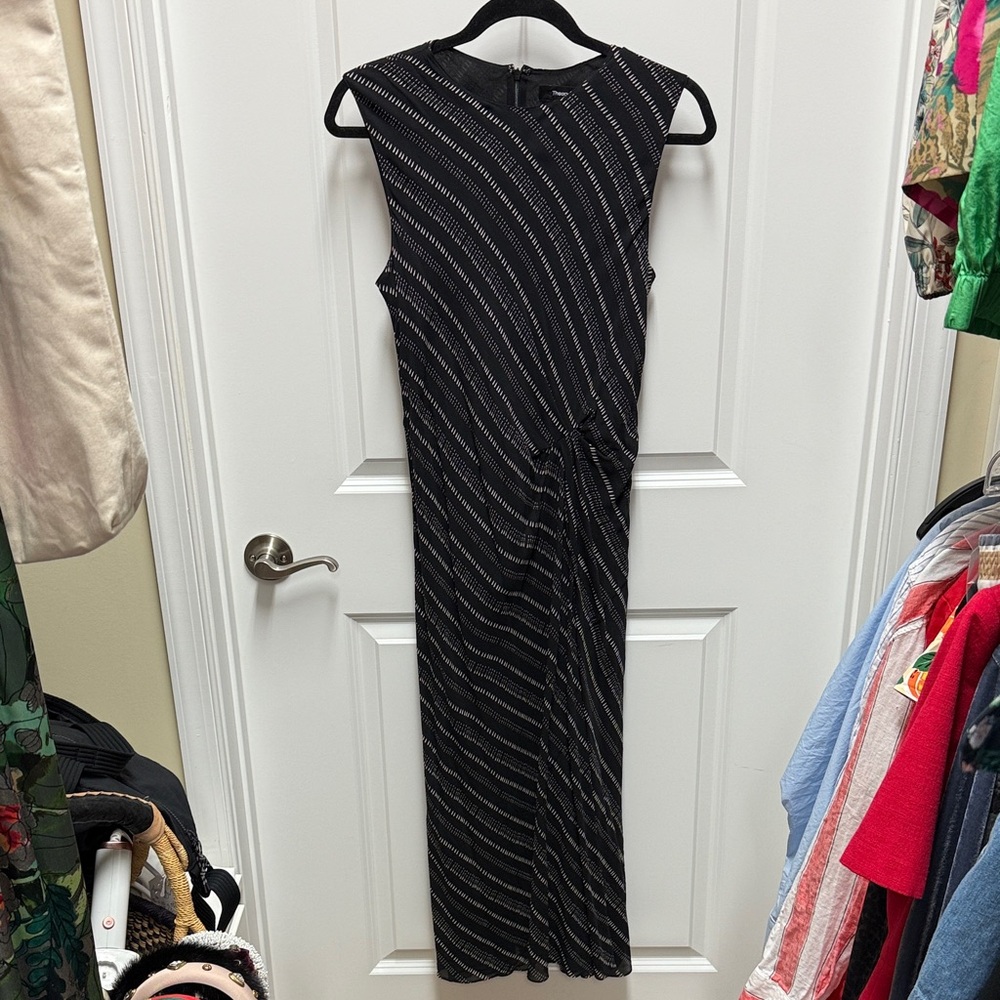 Theory Elegant Black and White Striped Dress